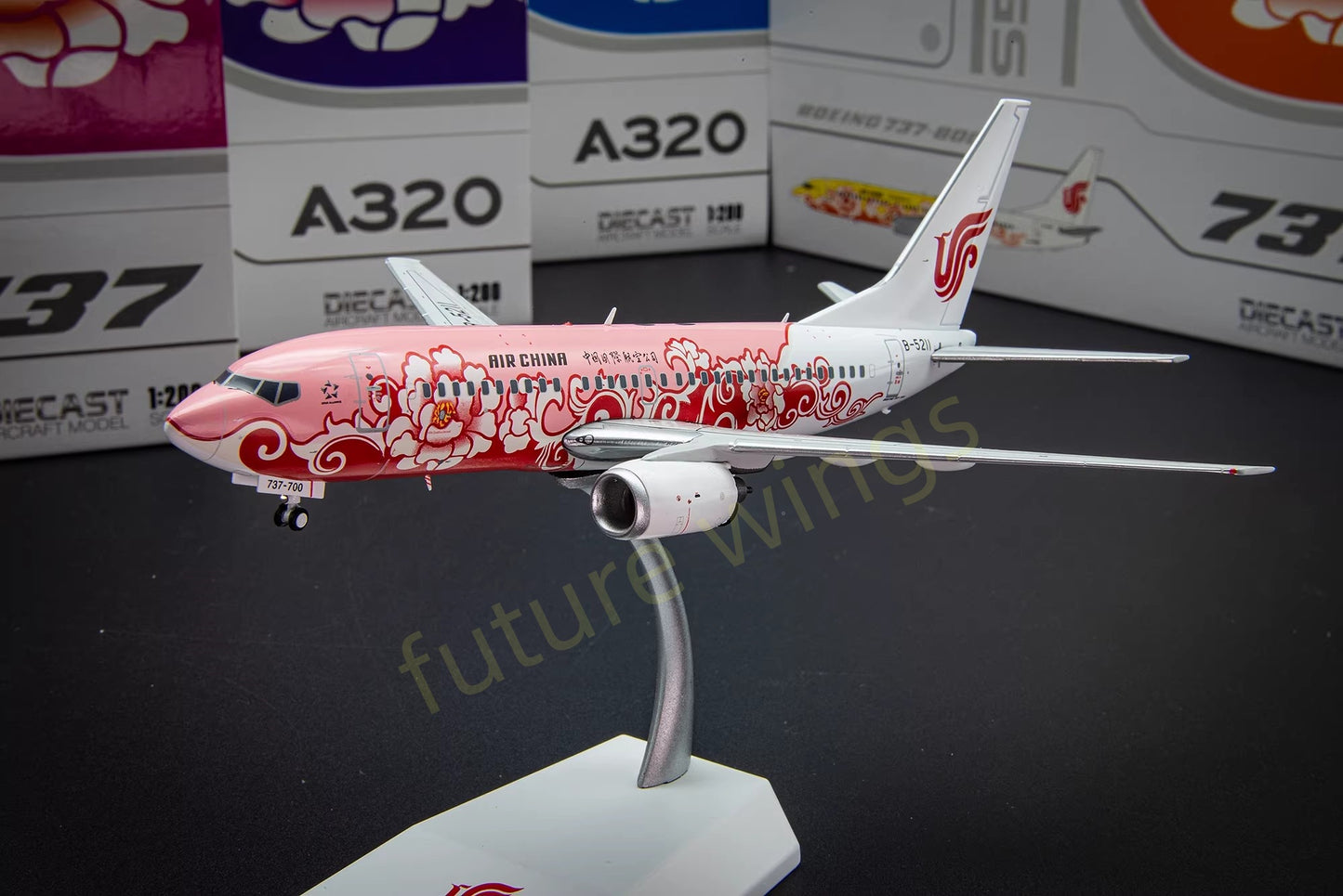 1:200 JC Wings Air China Peony Livery Fleet B737/A320 Diecast Aircraft Model