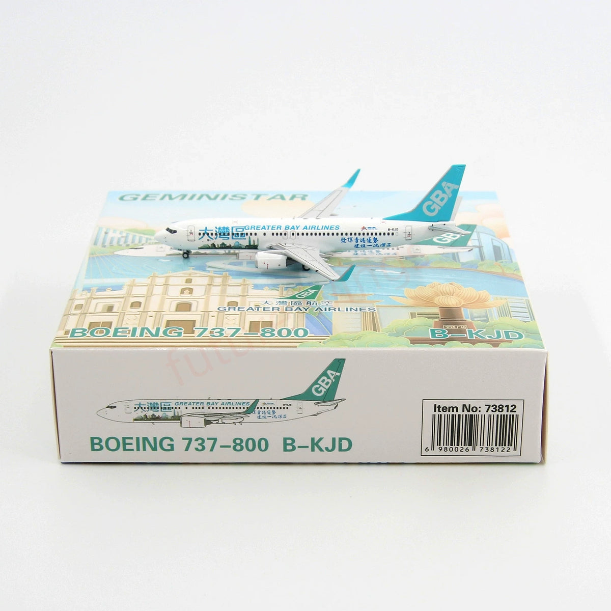 1:400 Geministar Greater Bay Airlines B737-800 B-KJB/KJD Aircraft Model+Free Tractor