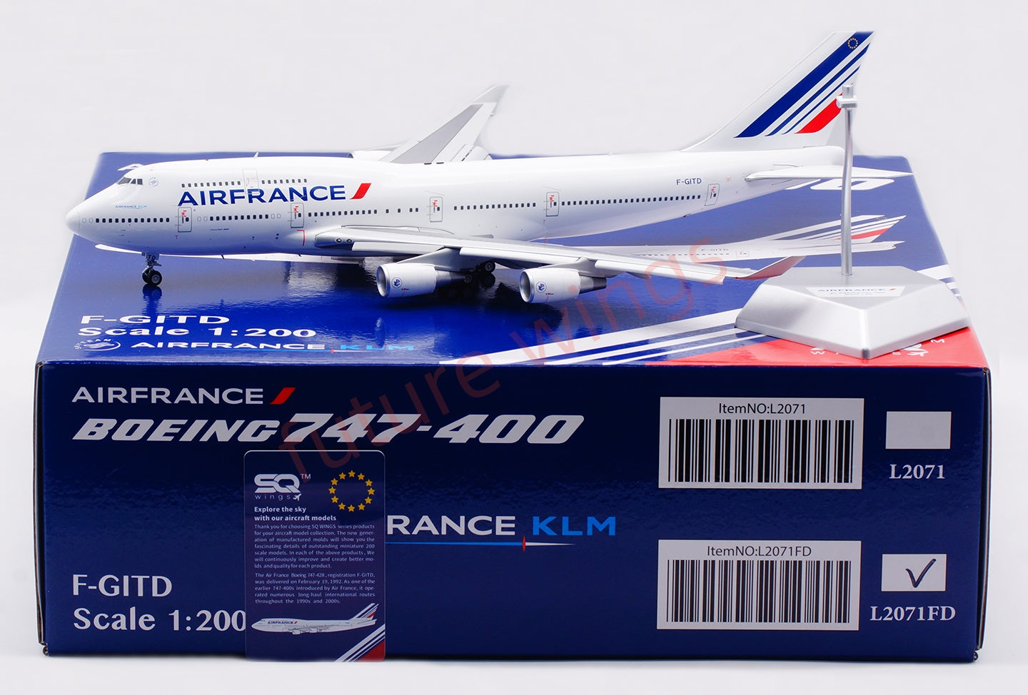1:200 SQ Wings Air France B747-400 F-GITH F-GITD Diecast Aircraft Model