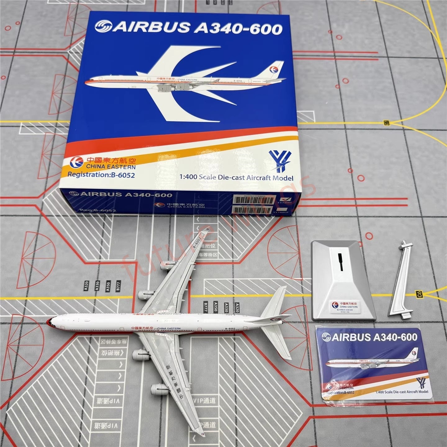 1:400 YY Wings China Eastern Airlines A340-600 B-6052 Aircraft Model+Free Tractor