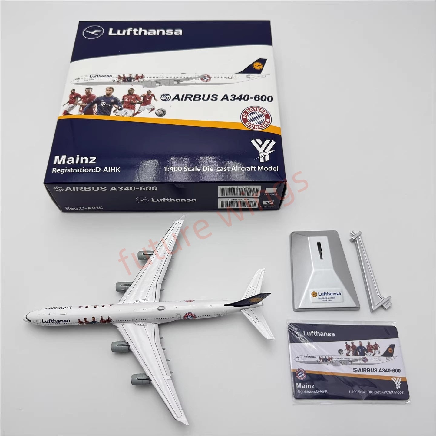 1:400 YY Wings Lufthansa Airlines A340-600 D-AIHF/D-AIHK Aircraft Model+Free Tractor