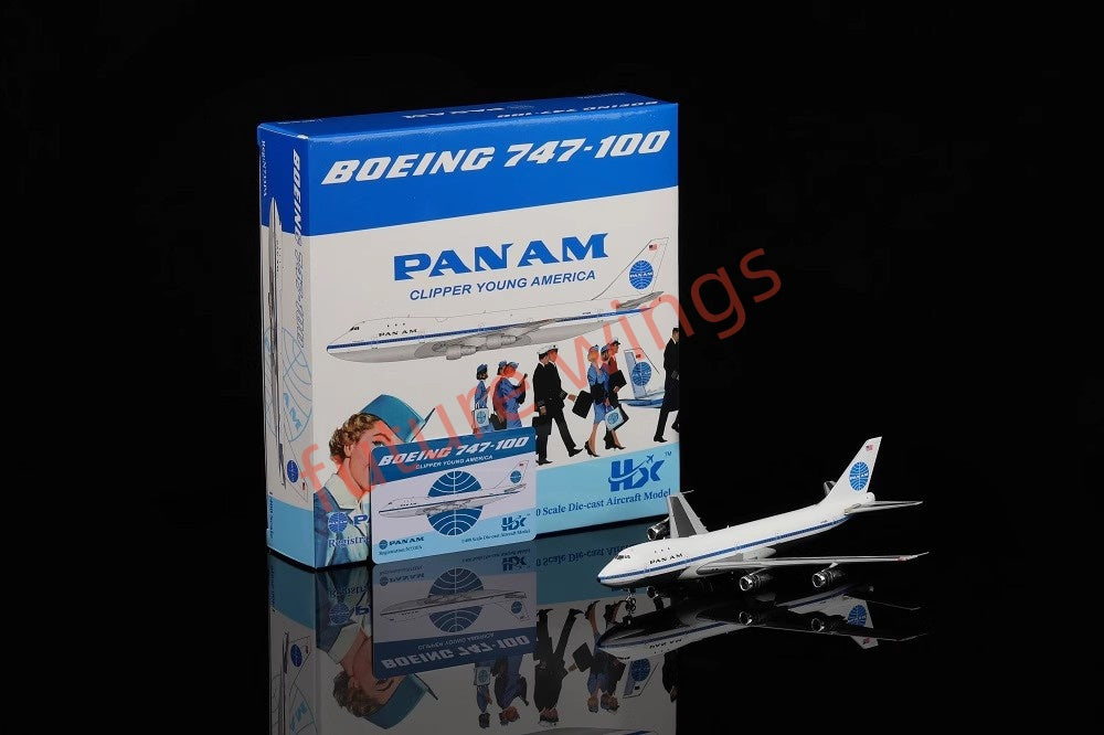 1:400 HX Models Pan AM B747-100 N747PA N735PA N732PA N733PA Aircraft Model With Stand+Free Tractor