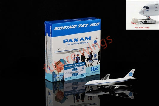 1:400 HX Models Pan AM B747-100 N747PA N735PA N732PA N733PA Aircraft Model With Stand+Free Tractor
