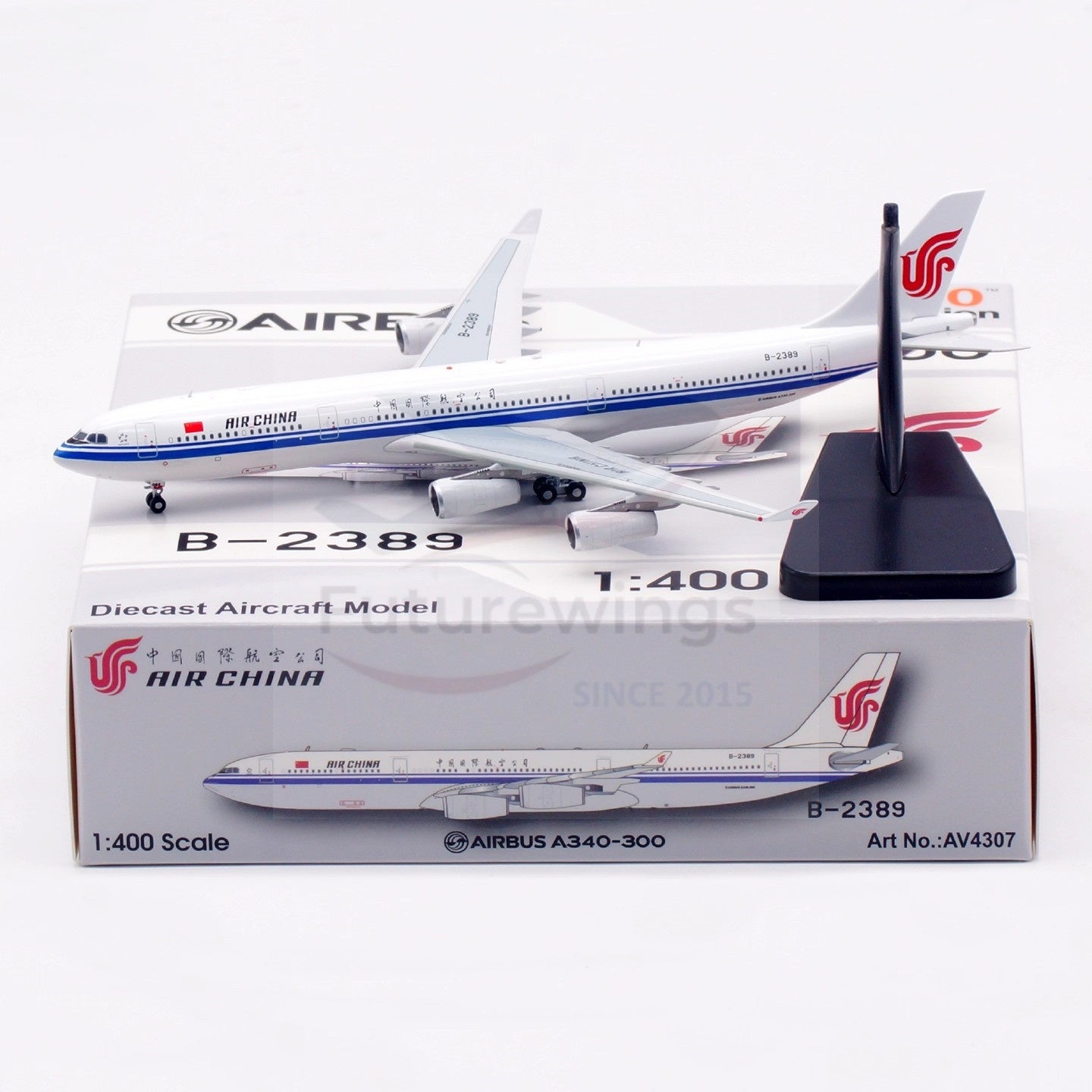 1:400 Aviation400 Air China A340-300 B-2388/B-2389 Aircraft Model Free Tractor+Stand