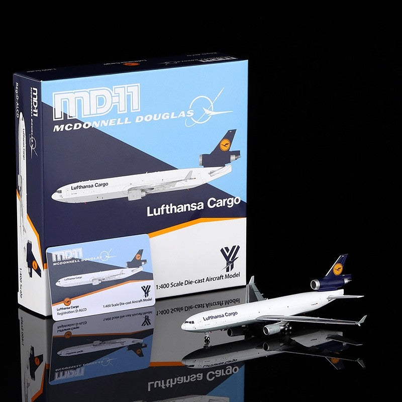 1:400 YY Wings Lufthansa Cargo MD-11 D-ALCD "Old Livery"Aircraft Model+Free Tractor