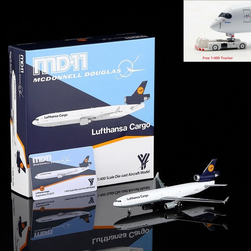 1:400 YY Wings Lufthansa Cargo MD-11 D-ALCD "Old Livery"Aircraft Model+Free Tractor
