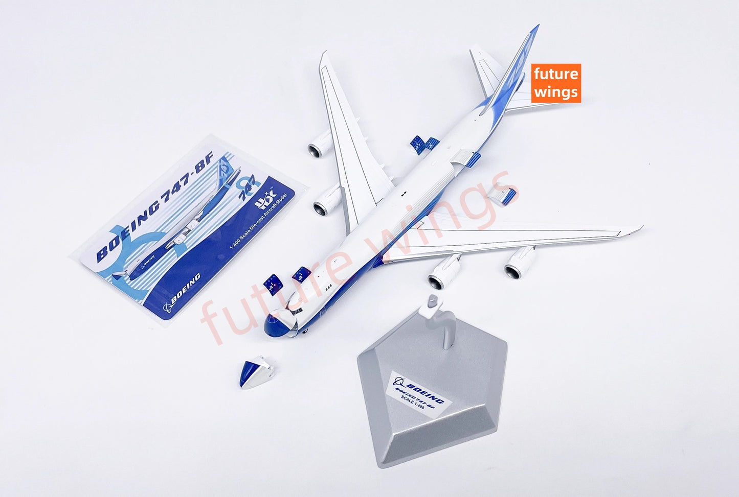 (RARE)1:400 HX Models Boeing B747-8F Aircraft Model Free Tractor +Stand