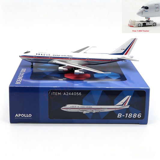 1:400 Apollo China Airlines B747-200B B-1886 Aircraft Model+Free Tractor