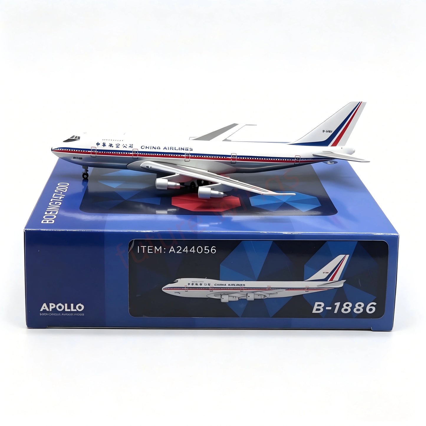 1:400 Apollo China Airlines B747-200B B-1886 Aircraft Model+Free Tractor
