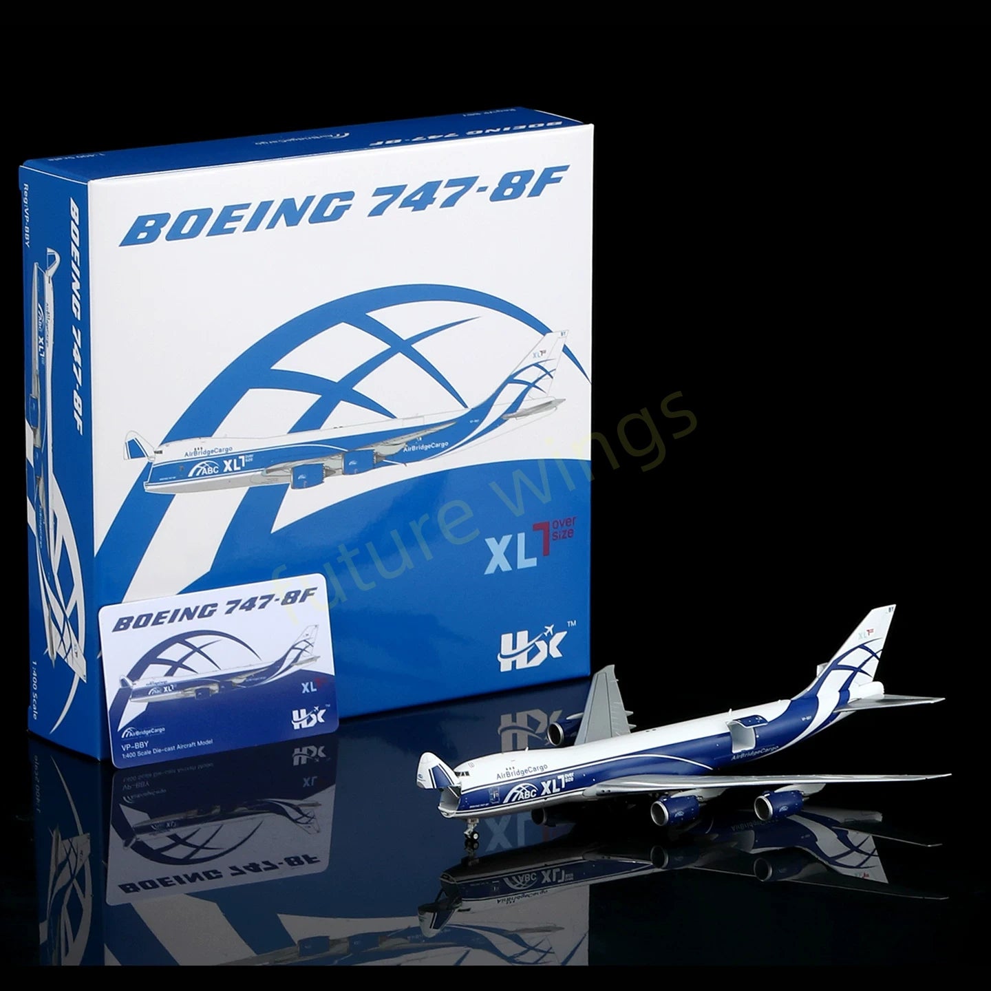 1:400 HX Models AirBridgeCargo B747-8F VP-BBY Aircraft Model Free Tractor+Stand