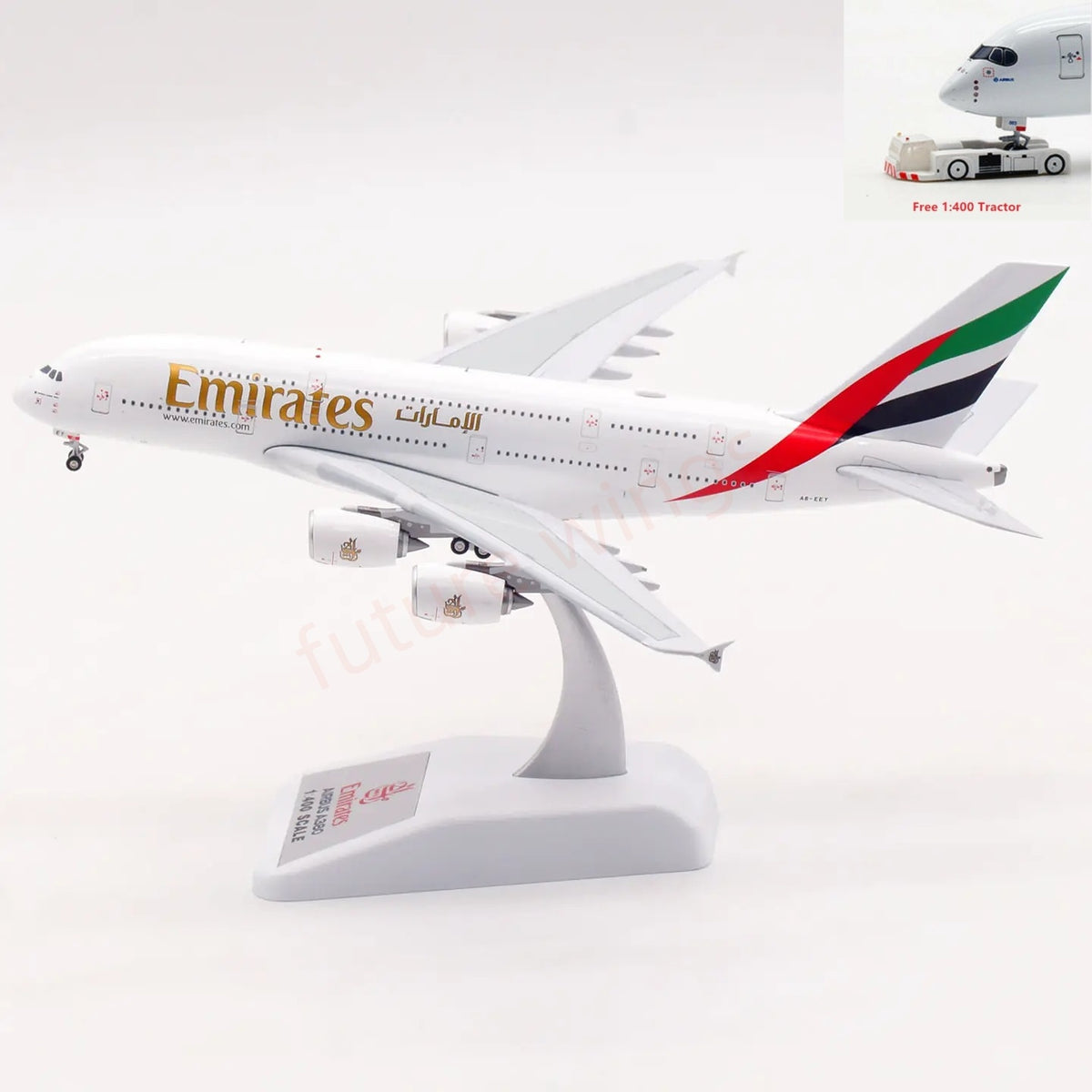 1:400 Aviation400 Emirates A380 A6-EEY Aircraft Model Free Tractor+Stand