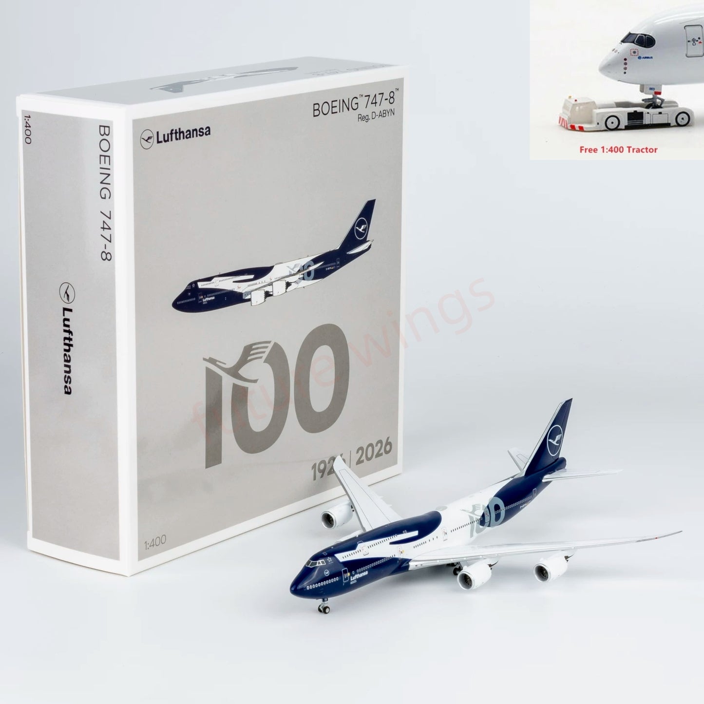 1:400 NG Models NG78046 Lufthansa Airlines B747-8i D-ABYN "100years"+Free Tractor