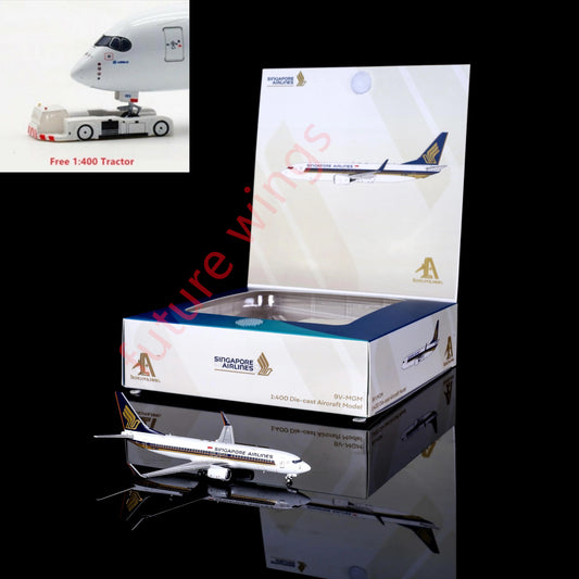 1:400 AeroPolaris HA7380001 Singapore Airlines Boeing 737-800 9V-MGM Aircraft Model+Free Tractor