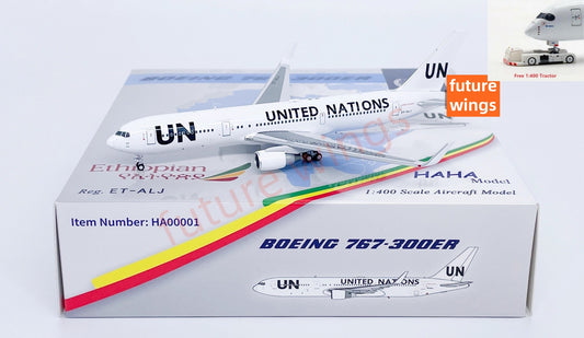 1:400 HaHa Model United National B767-300ER ET-ALJ Aircraft Model+Free Tractor