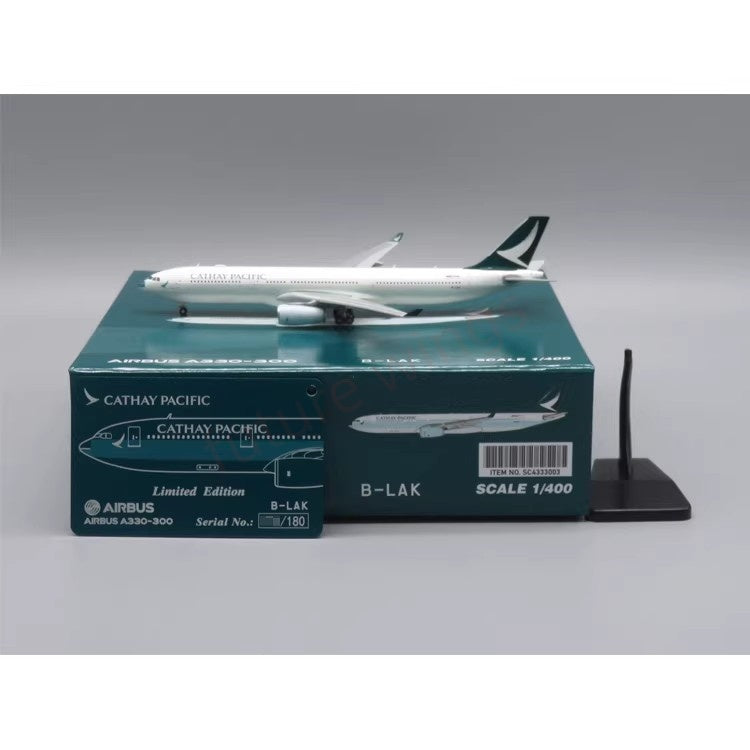 1:400 SC Model Cathay Pacific A330-300 B-LAJ/LAK/LBK Aircraft Model Free Tractor+Stand