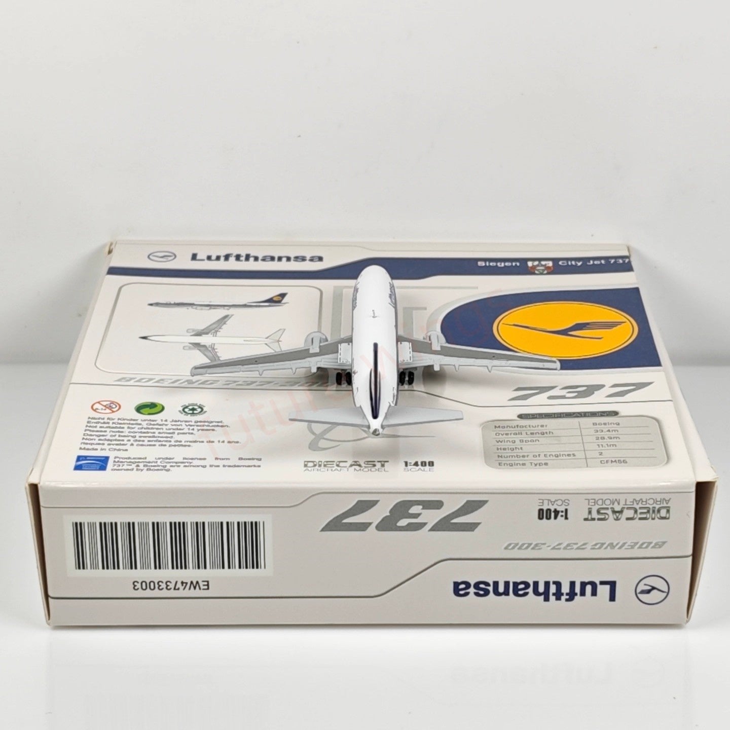 1:400 JC Wings EW4733003 Lufthansa Airlines B737-300 D-ABXD Aircraft Model+Free Tractor