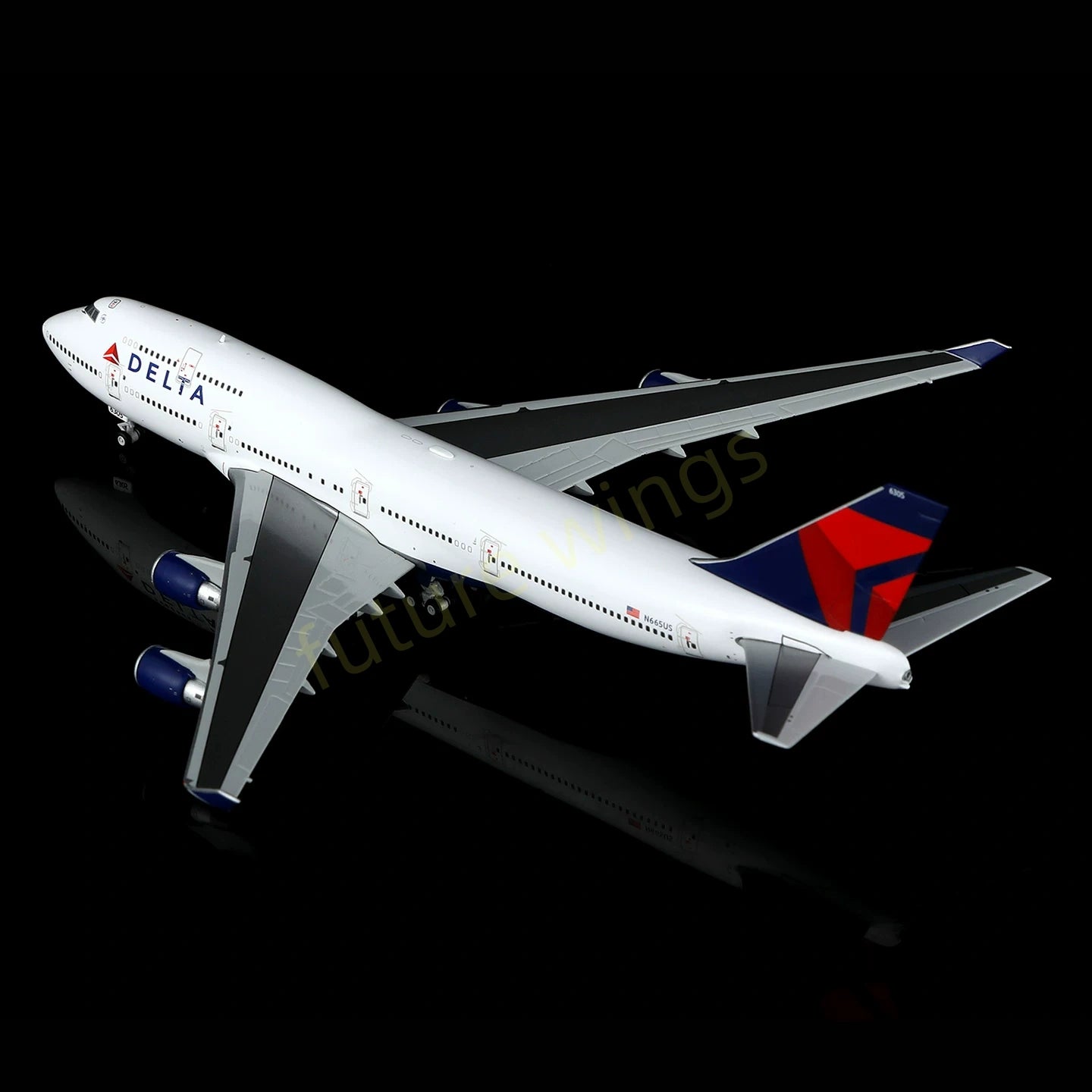 1:400 HX Models Delta Airlines B747-400 N665US Aircraft Model Free Tractor