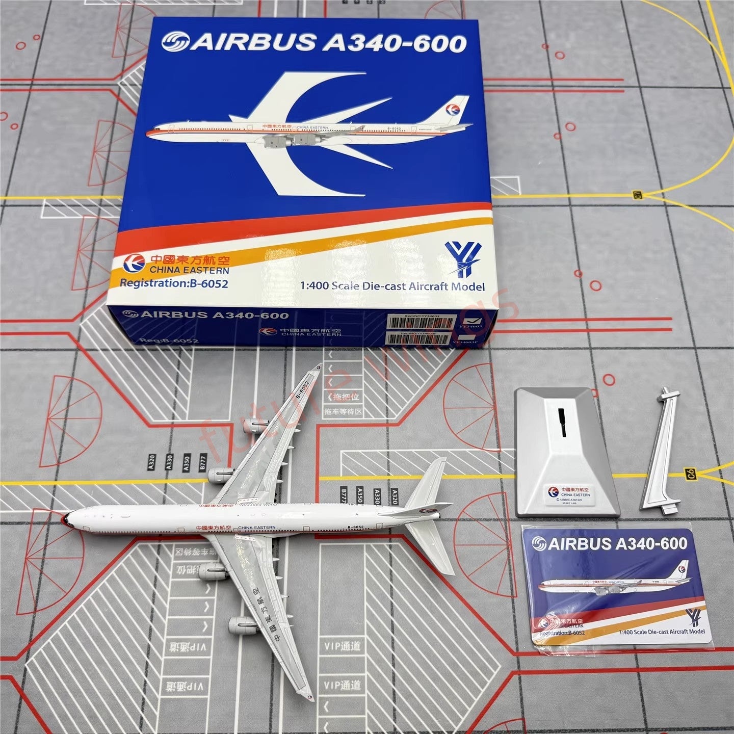 1:400 YY Wings China Eastern Airlines A340-600 B-6052 Aircraft Model+Free Tractor