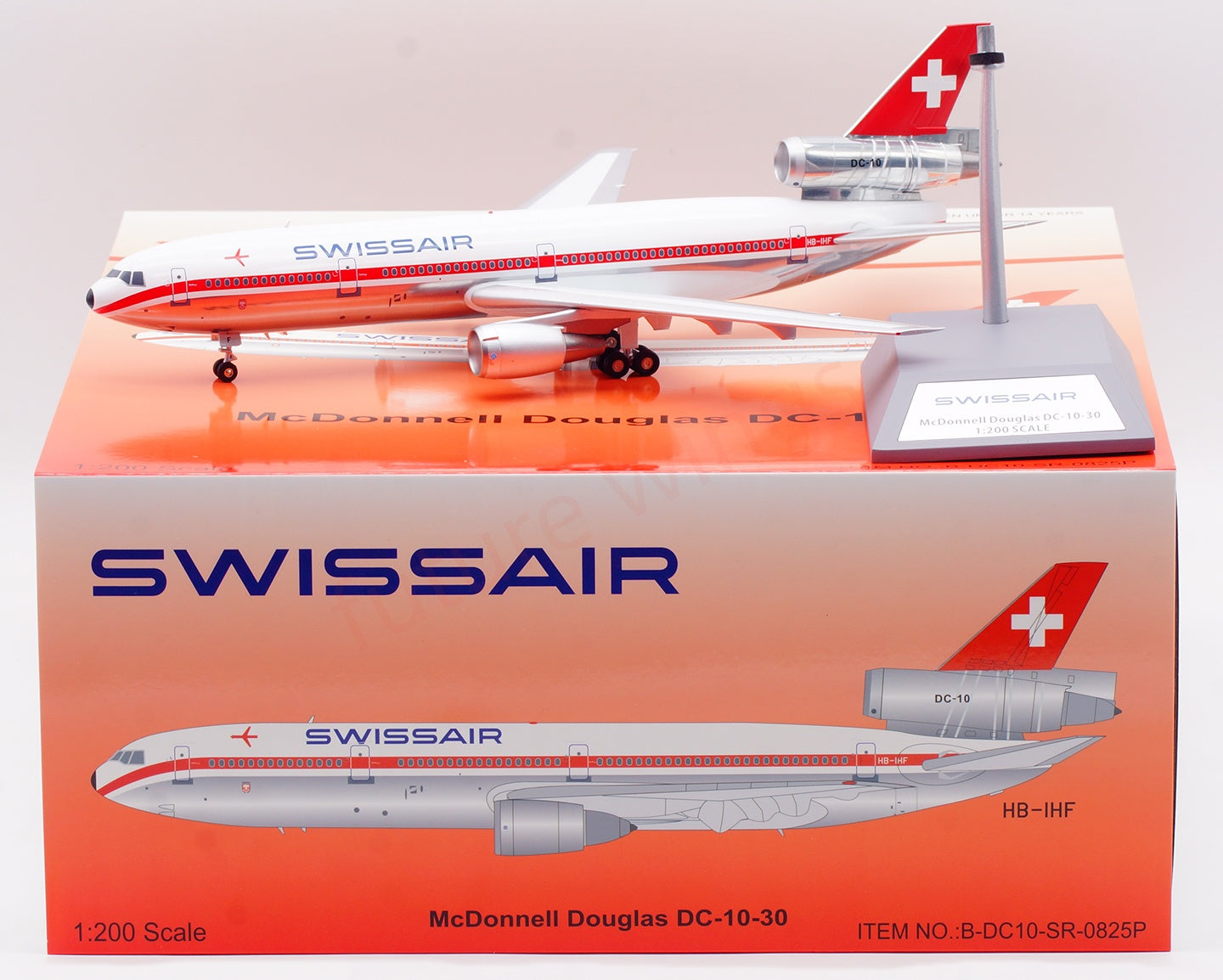 1:200 B-Models(InFlight200) Swiss DC-10-30 HB-IHF Diecast Aircraft Model