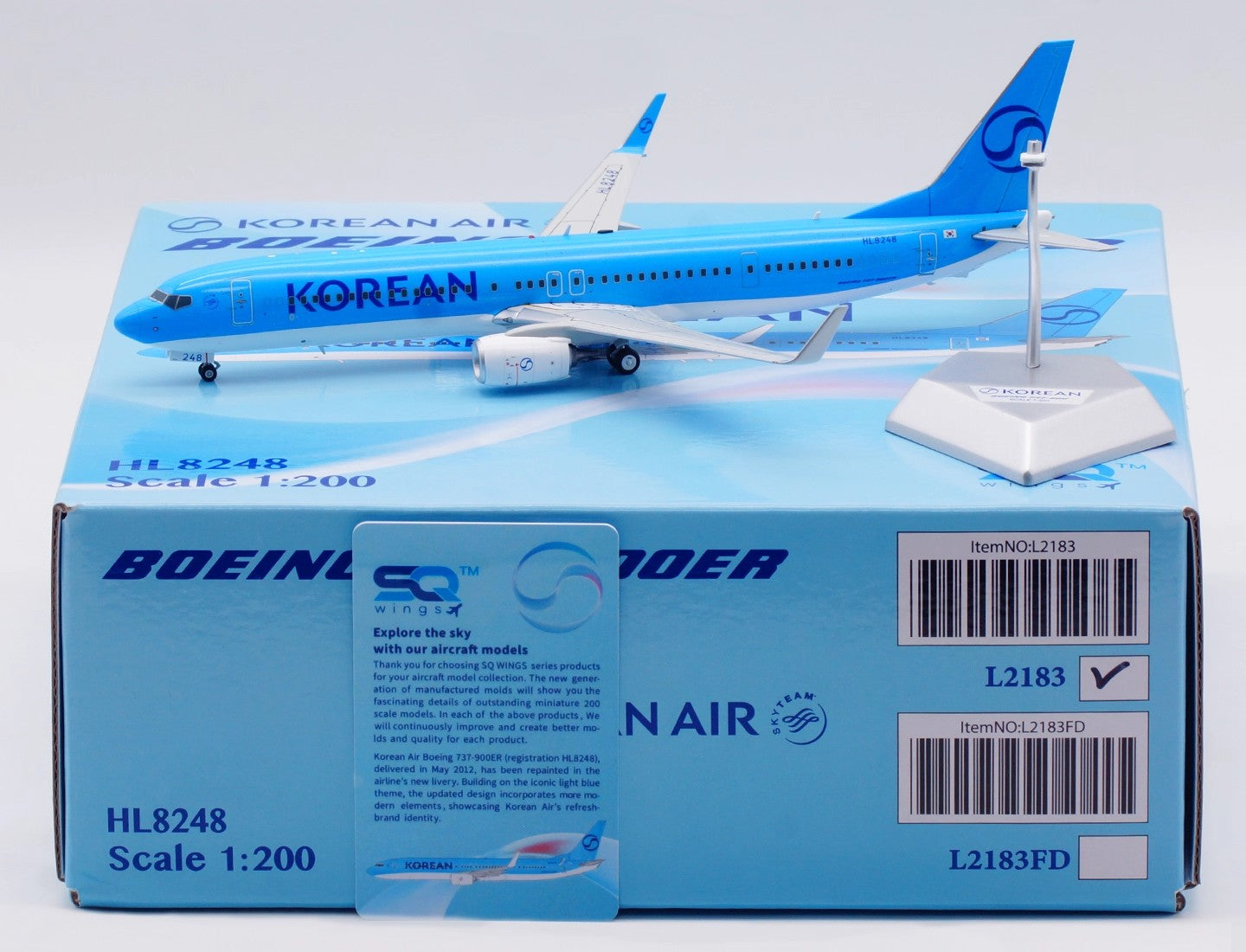 1:200 SQ Wings Korean Air B737-900 HL8248 Diecast Aircraft Model