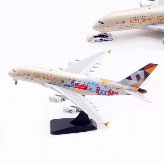 1:400 Aviation400 Etihad Airways A380 A6-APE Aircraft Model Free Tractor+Stand