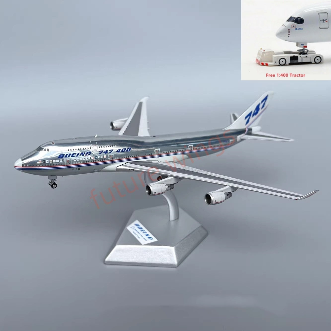 1:400 Patriot Boeing B747-400 N401PW Diecast Aircraft Model+Free Tractor
