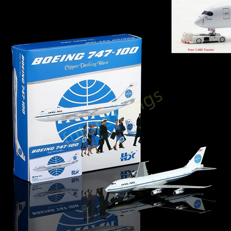 1:400 HX Models Pan AM B747-100 N749PA Aircraft Model+Free Tractor