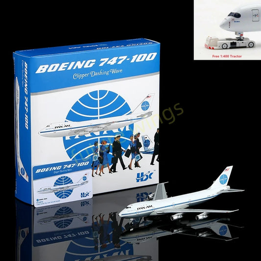 1:400 HX Models Pan AM B747-100 N749PA Aircraft Model+Free Tractor