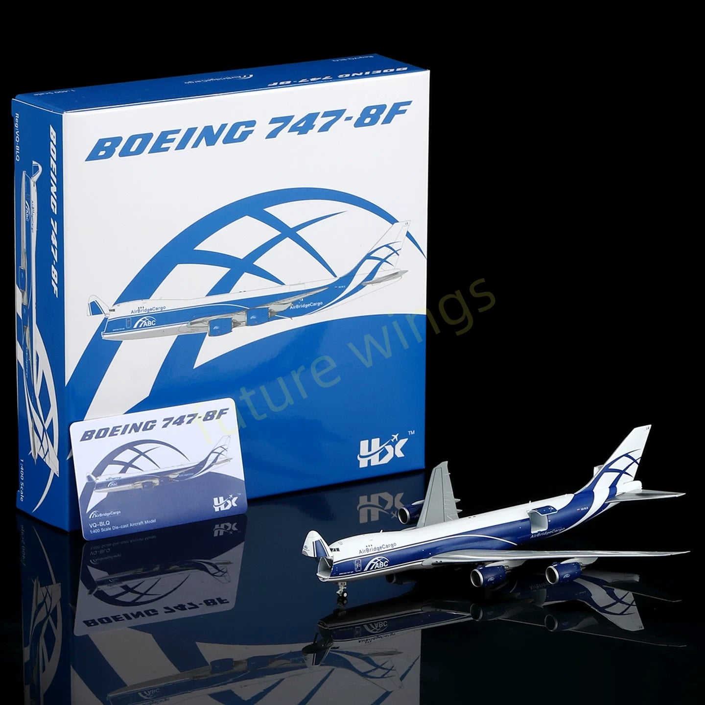 1:400 HX Models AirBridgeCargo B747-8F VQ-BLQ Aircraft Model Free Tractor+Stand