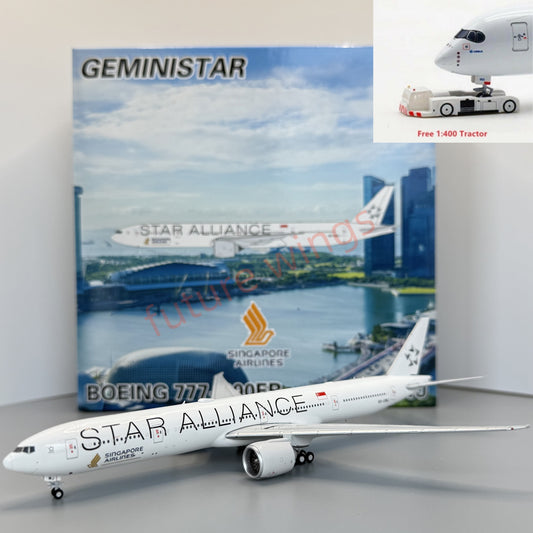 1:400 Geministar Singapore Airlines B777-300ER 9V-SWI 9V-SWM 9V-SWJ "STAR ALLIANCE" Aircraft Model+Free Tractor
