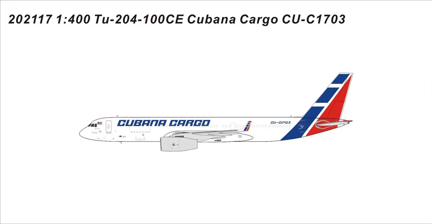 1:400 PandaModel Cuba Airlines Tu-204 CU-C1703+Free Tractor