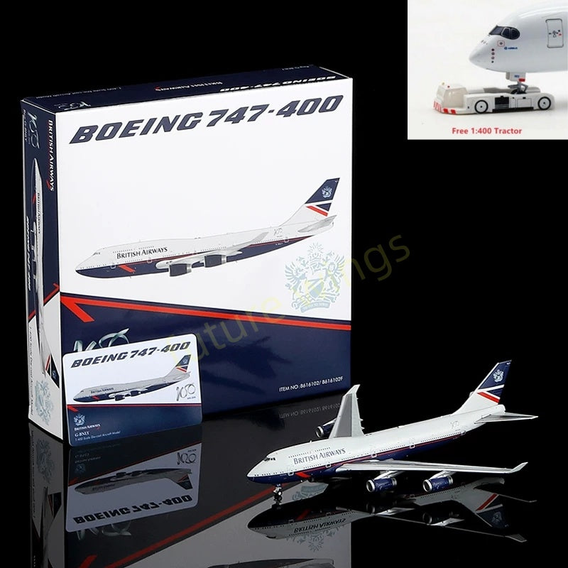 1:400 HX Models British Airways B747-400 G-BNLY "100Years" Aircraft Model+Free Tractor