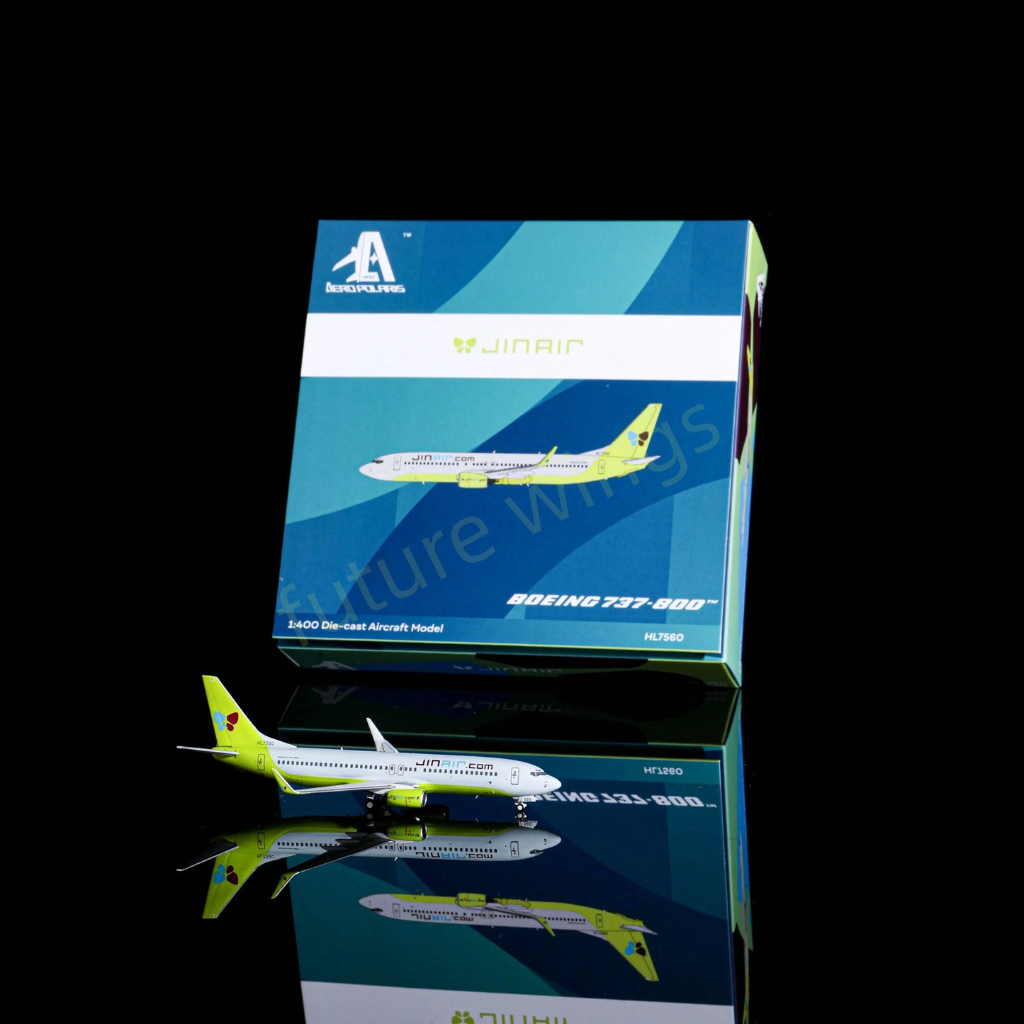 1:400 AeroPolaris Jin Air B737-800 HL7560 Aircraft Model+Free Tractor