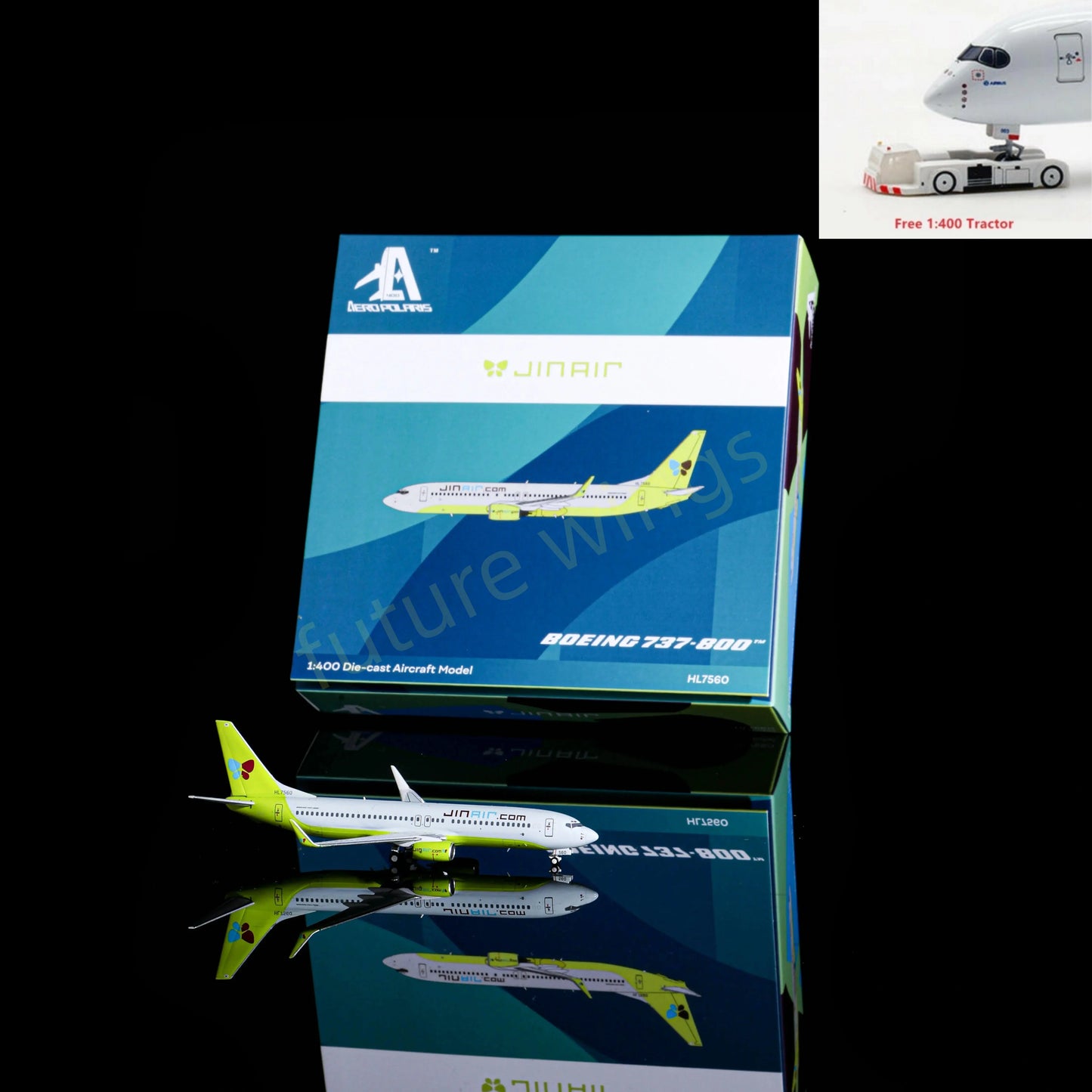 1:400 AeroPolaris Jin Air B737-800 HL7560 Aircraft Model+Free Tractor