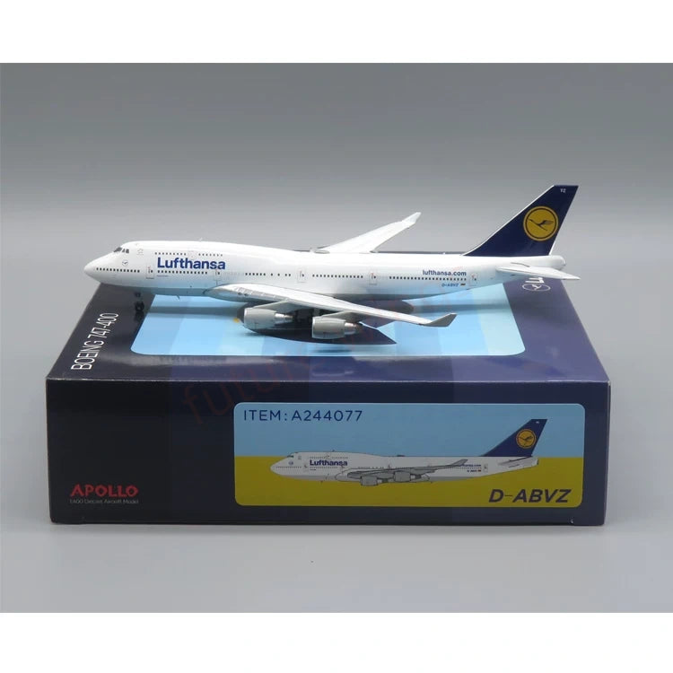 1:400 Apollo Lufthansa Airlines B747-400 D-ABVZ Aircraft Model+Free Tractor