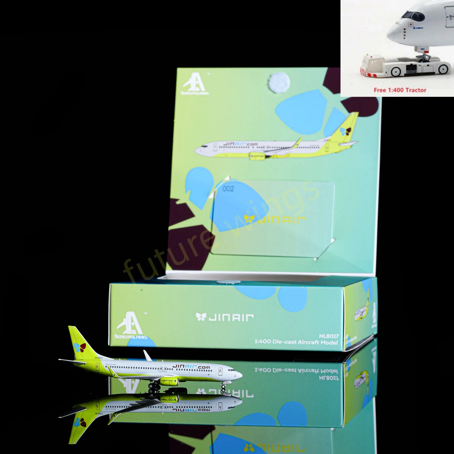 1:400 AeroPolaris Jin Air B737-800 HL8017 Aircraft Model+Free Tractor