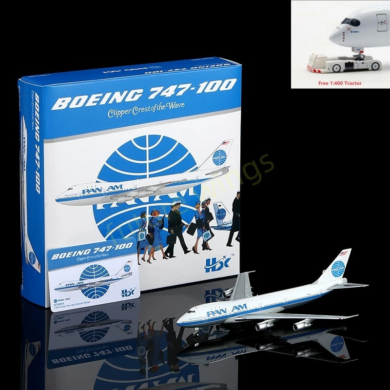 1:400 HX Models Pan AM B747-100 N748PA Aircraft Model+Free Tractor