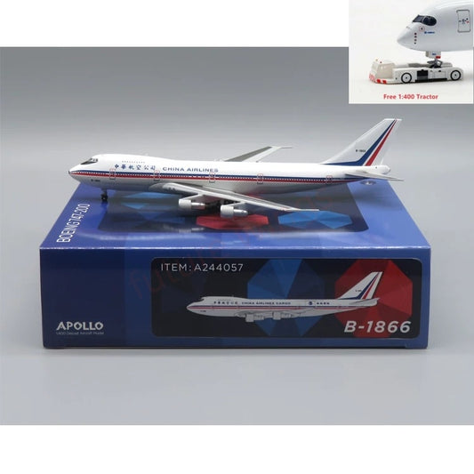 1:400 Apollo China Airlines B747-200B B-1866 Aircraft Model+Free Tractor