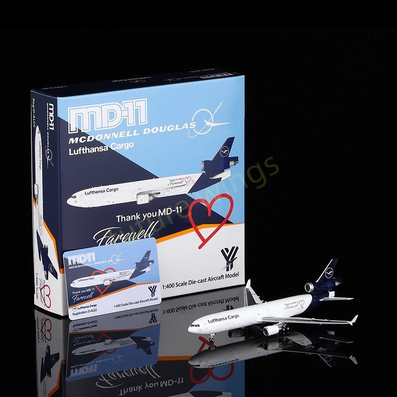 1:400 YY Wings Lufthansa Cargo MD-11 D-ALCC "Thank You&Farewell" Aircraft Model+Free Tractor