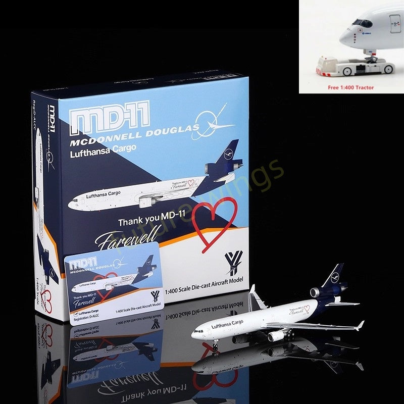 1:400 YY Wings Lufthansa Cargo MD-11 D-ALCC "Thank You&Farewell" Aircraft Model+Free Tractor
