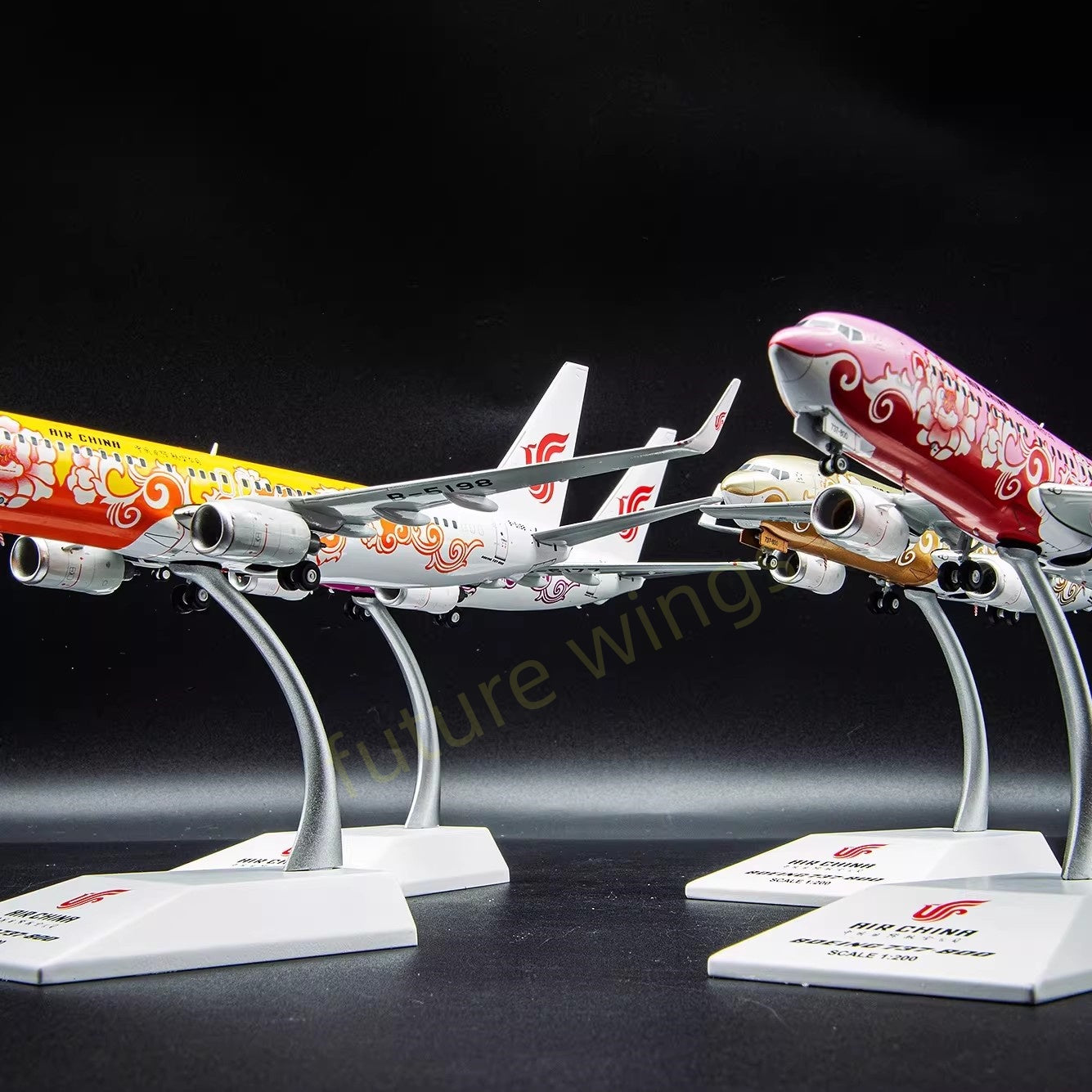 1:200 JC Wings Air China Peony Livery Fleet B737/A320 Diecast Aircraft Model