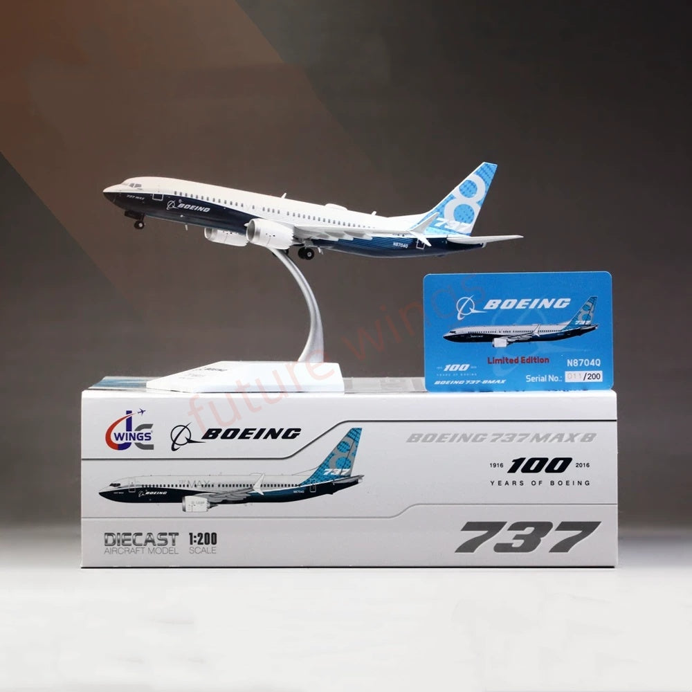 (RARE)1:200 JC Wings Boeing House Color B737-8MAX N8704Q Diecast Aircraft Model