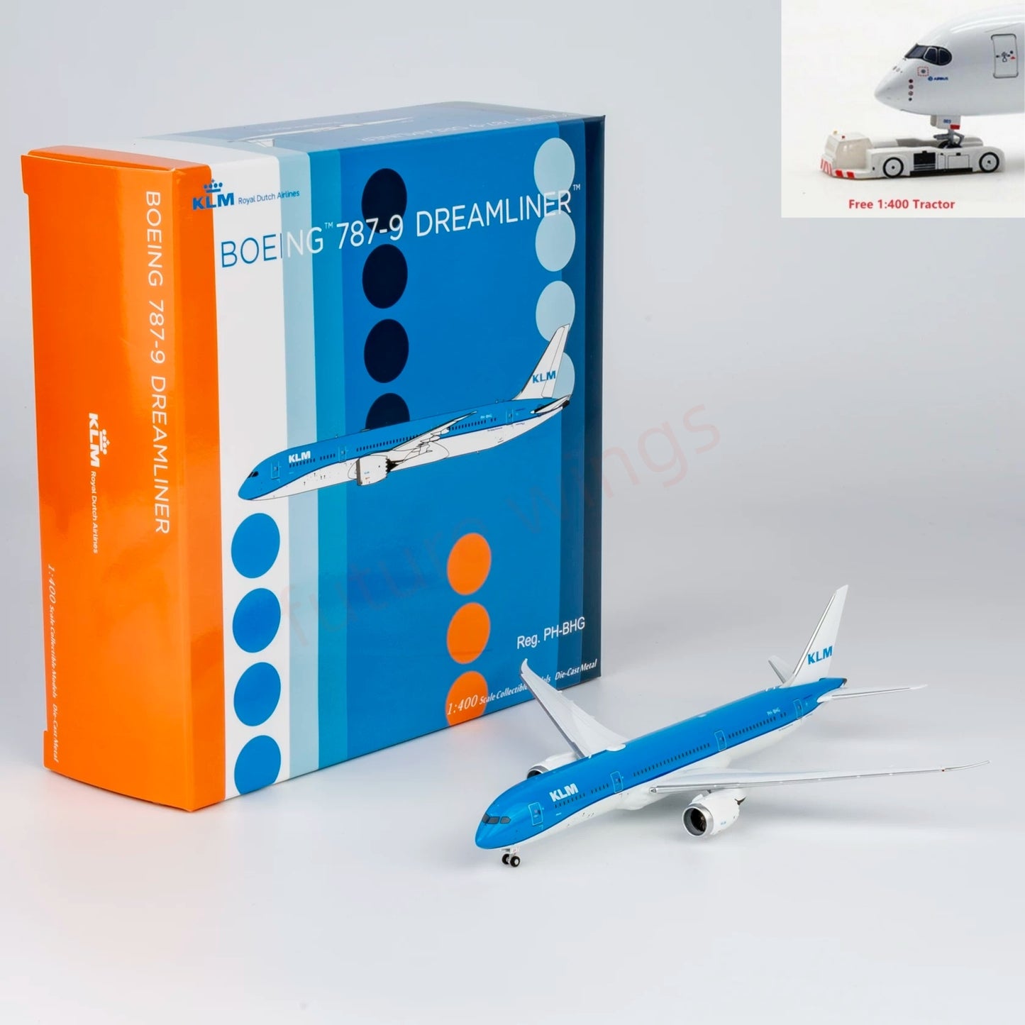 1:400 NG Models NG55151 KLM B787-9 PH-BHG Aircraft Model+Free Tractor