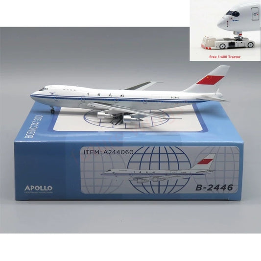 1:400 Apollo CAAC B747-200 B-2446 Aircraft Model+Free Tractor