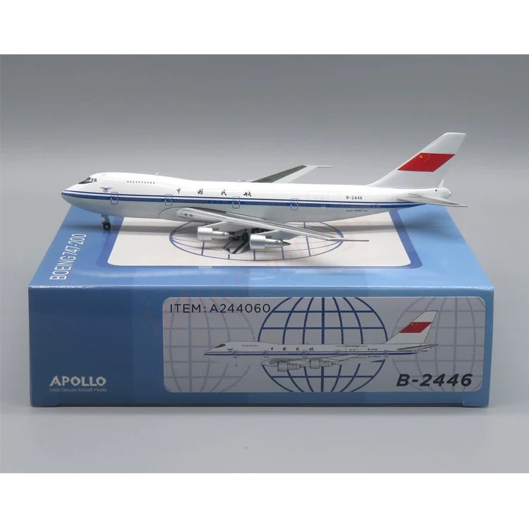 1:400 Apollo CAAC B747-200 B-2446 Aircraft Model+Free Tractor