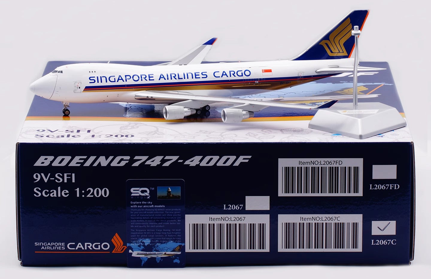 1:200 SQ Wings  Singapore Airlines Cargo B747-400F 9V-SFI Diecast Aircraft Model
