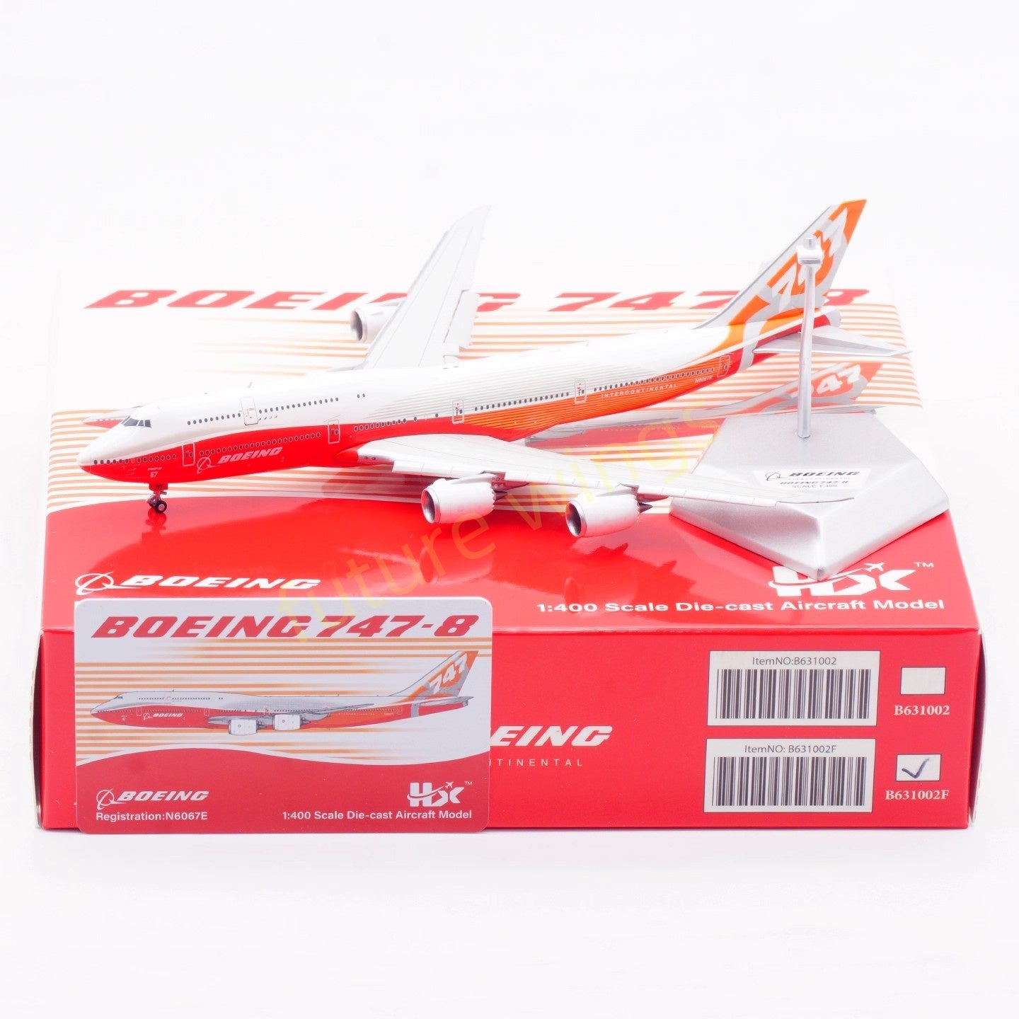 1:400 HX Models Boeing B747-8 N6067E Aircraft Model With Stand+Free Tractor