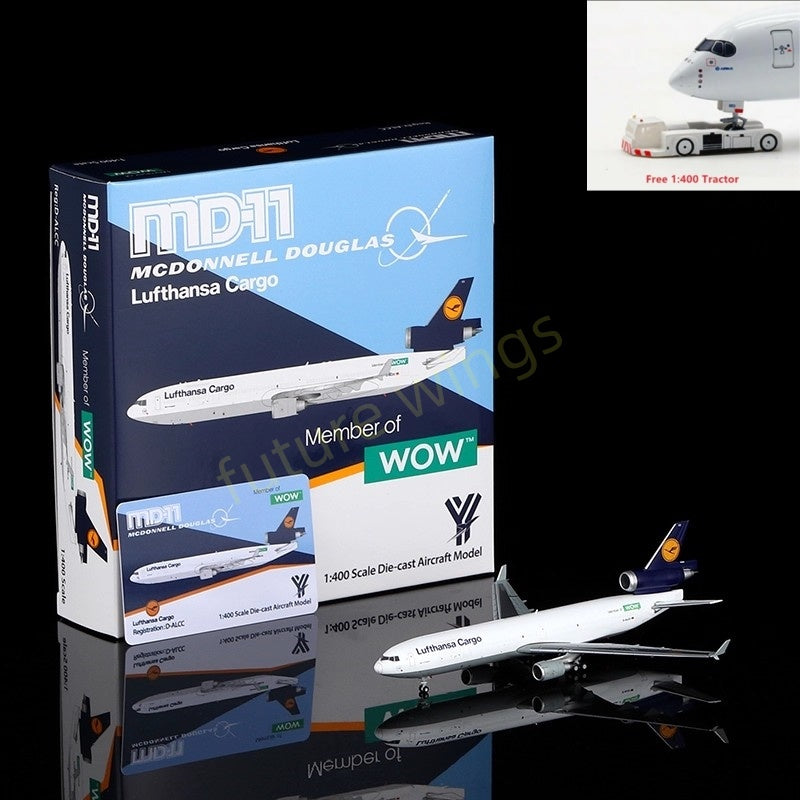 1:400 YY Wings Lufthansa Cargo MD-11 D-ALCC "Member of WOW" Aircraft Model+Free Tractor