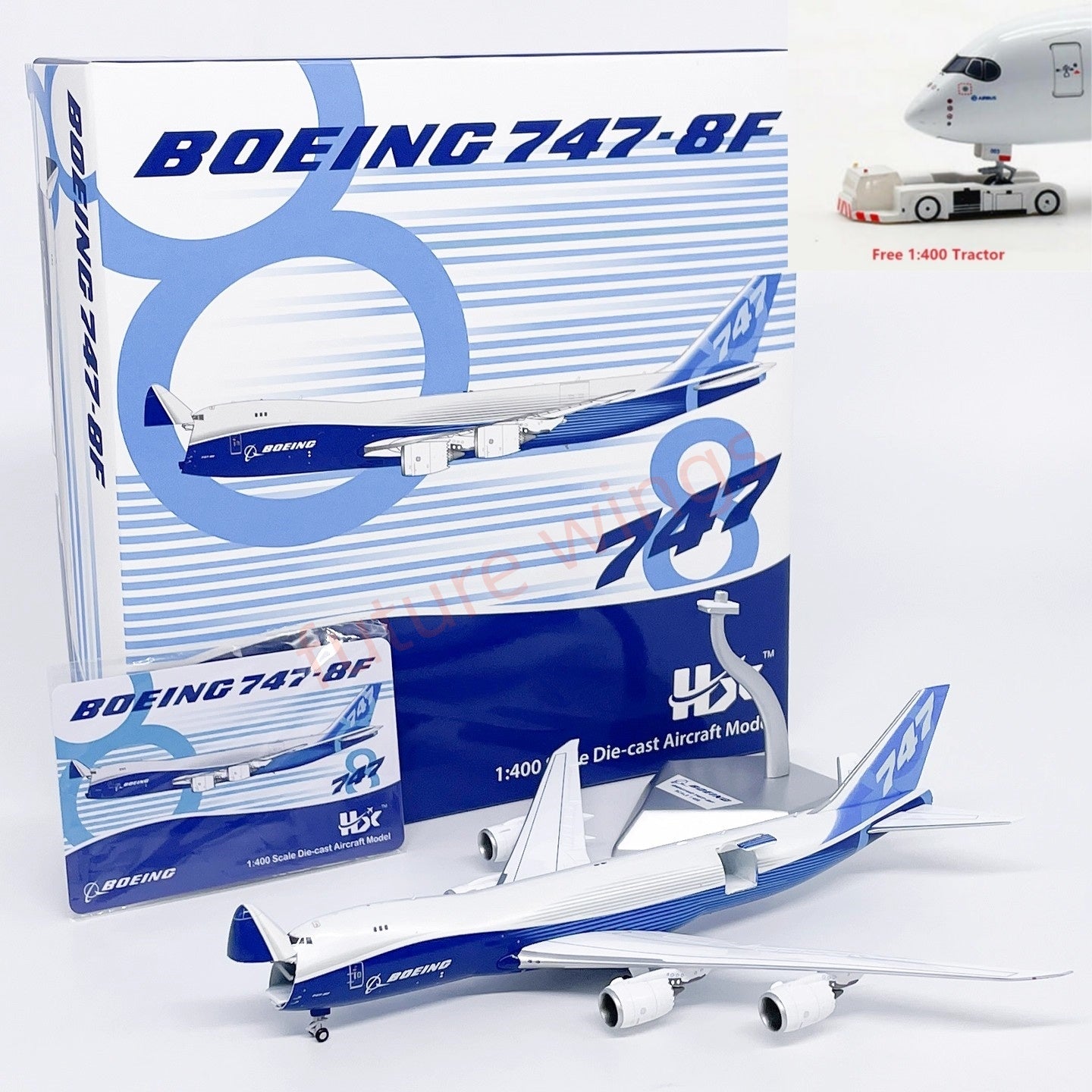 (RARE)1:400 HX Models Boeing B747-8F Aircraft Model Free Tractor +Stand