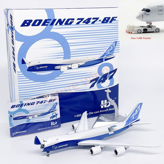 (RARE)1:400 HX Models Boeing B747-8F Aircraft Model Free Tractor +Stand